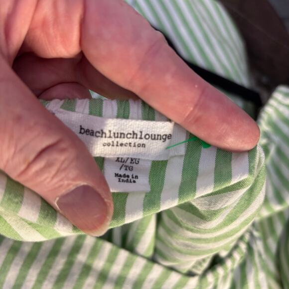 Beachlunchlounge Green Stripe Open Back Bow Dress XL Cotton Blend Summer Casual - Picture 7 of 7